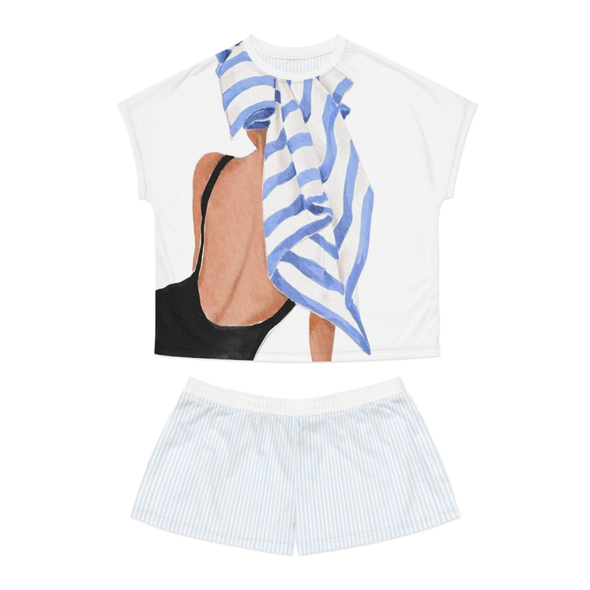 Striped Beach Towel Graphic pajama set
