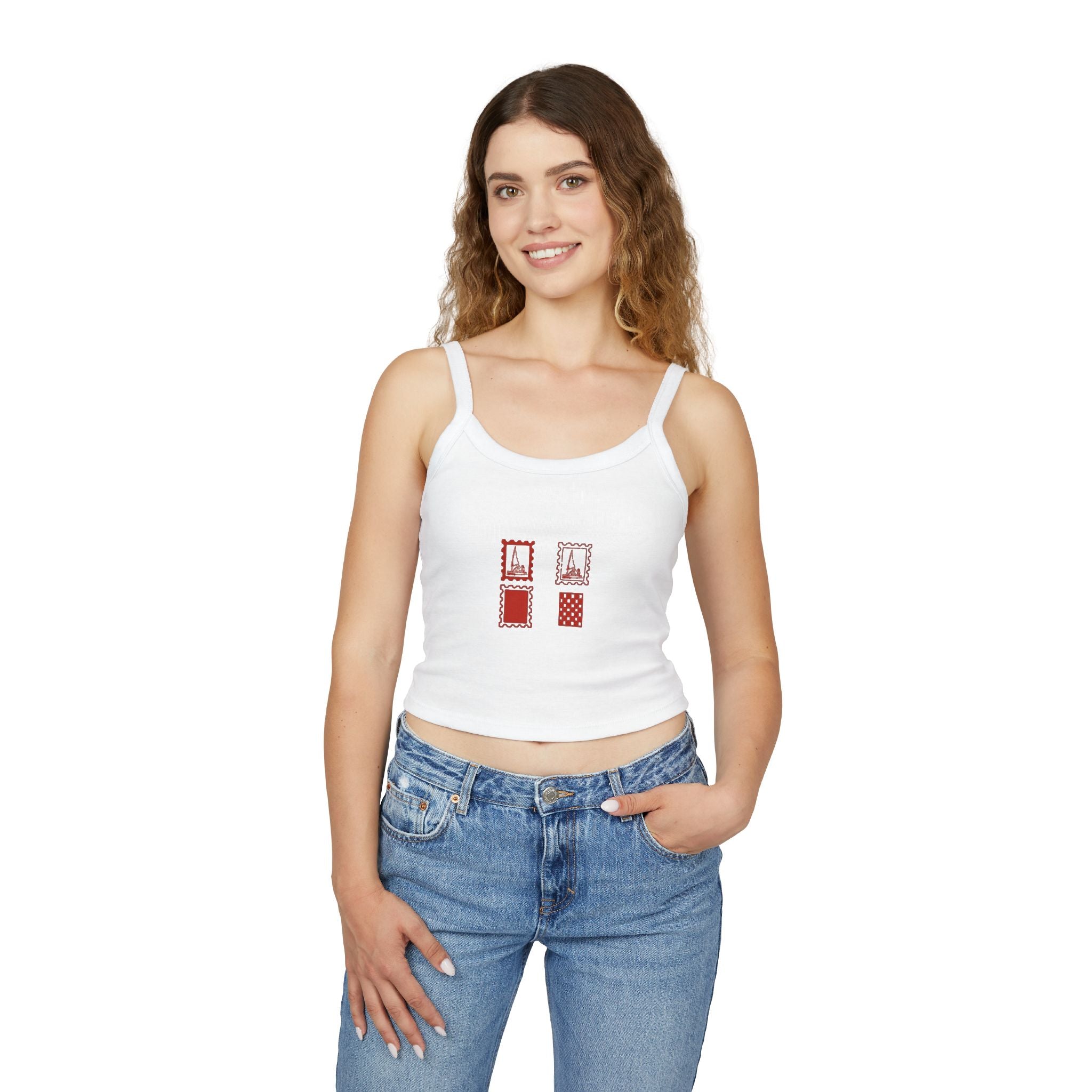 Minimal Red Stamp Tank Top