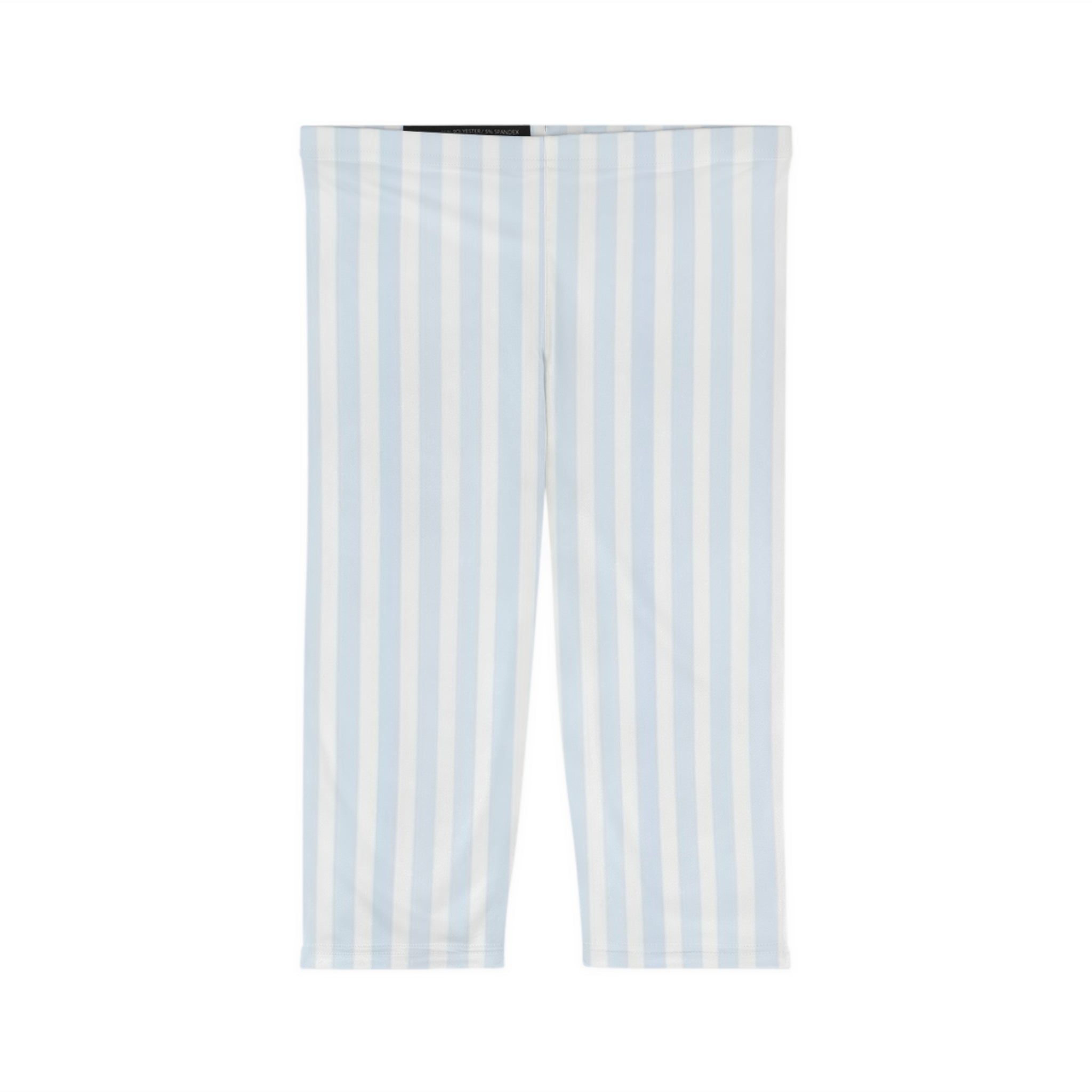Pastel Blue Stripe Capri Leggings