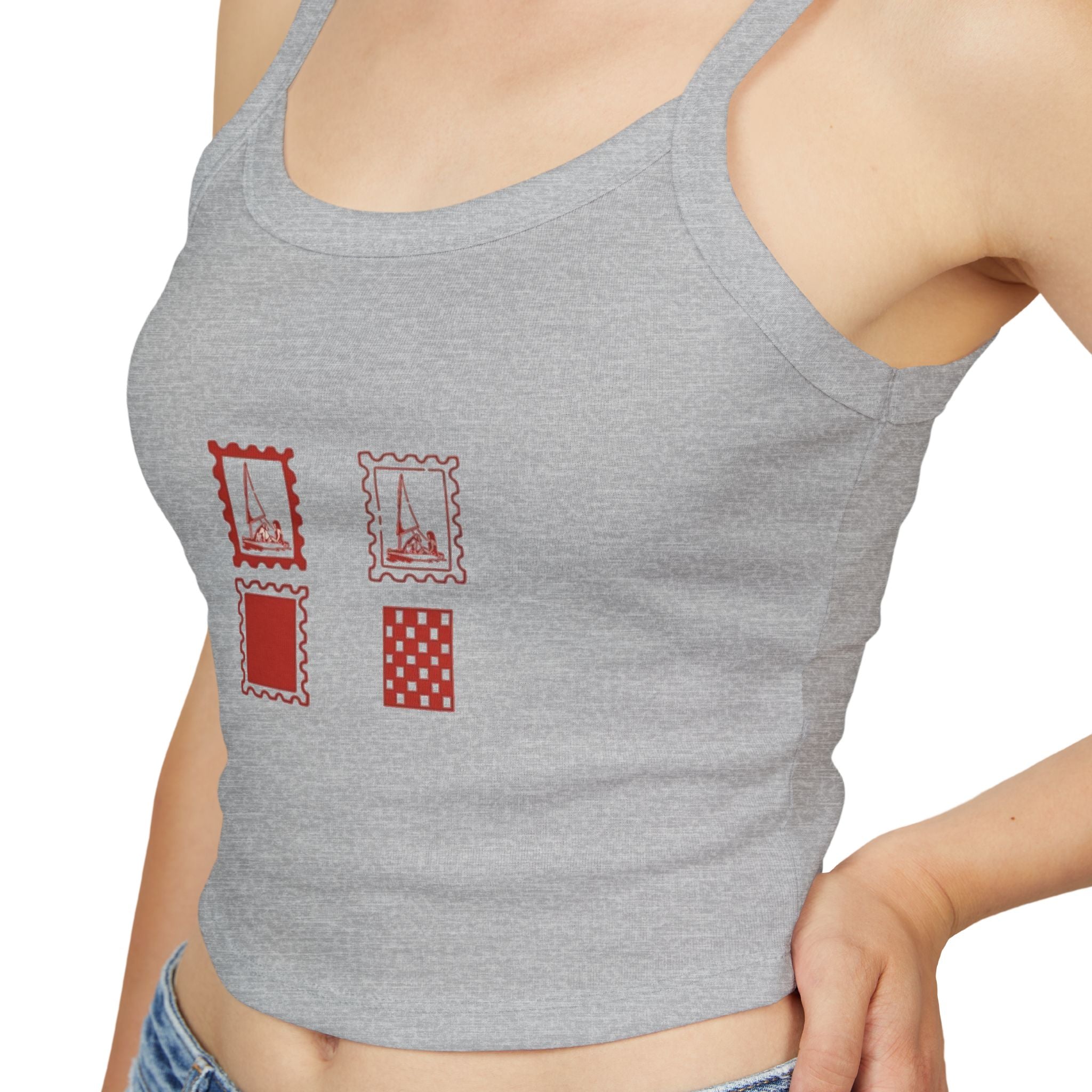 Minimal Red Stamp Tank Top