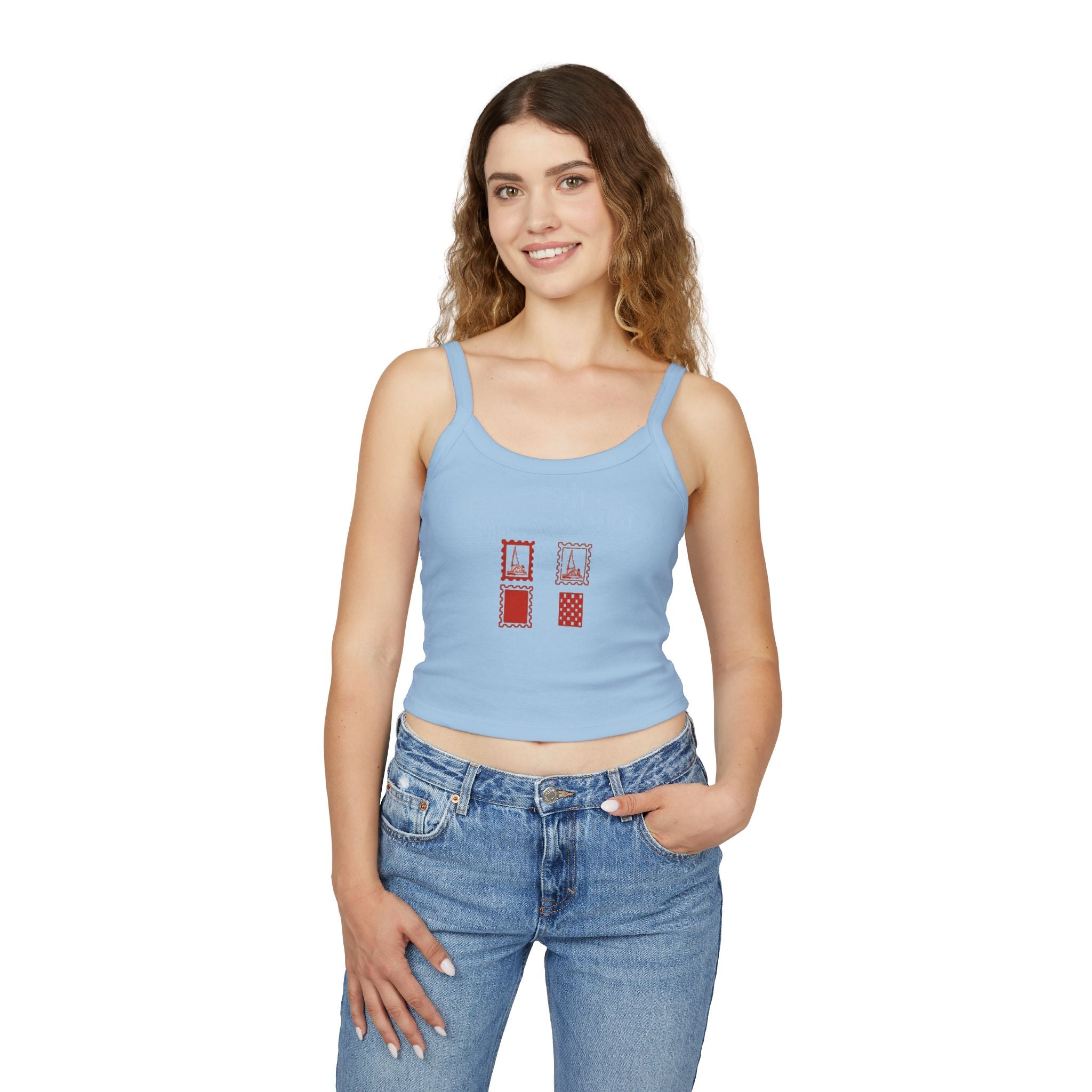Minimal Red Stamp Tank Top