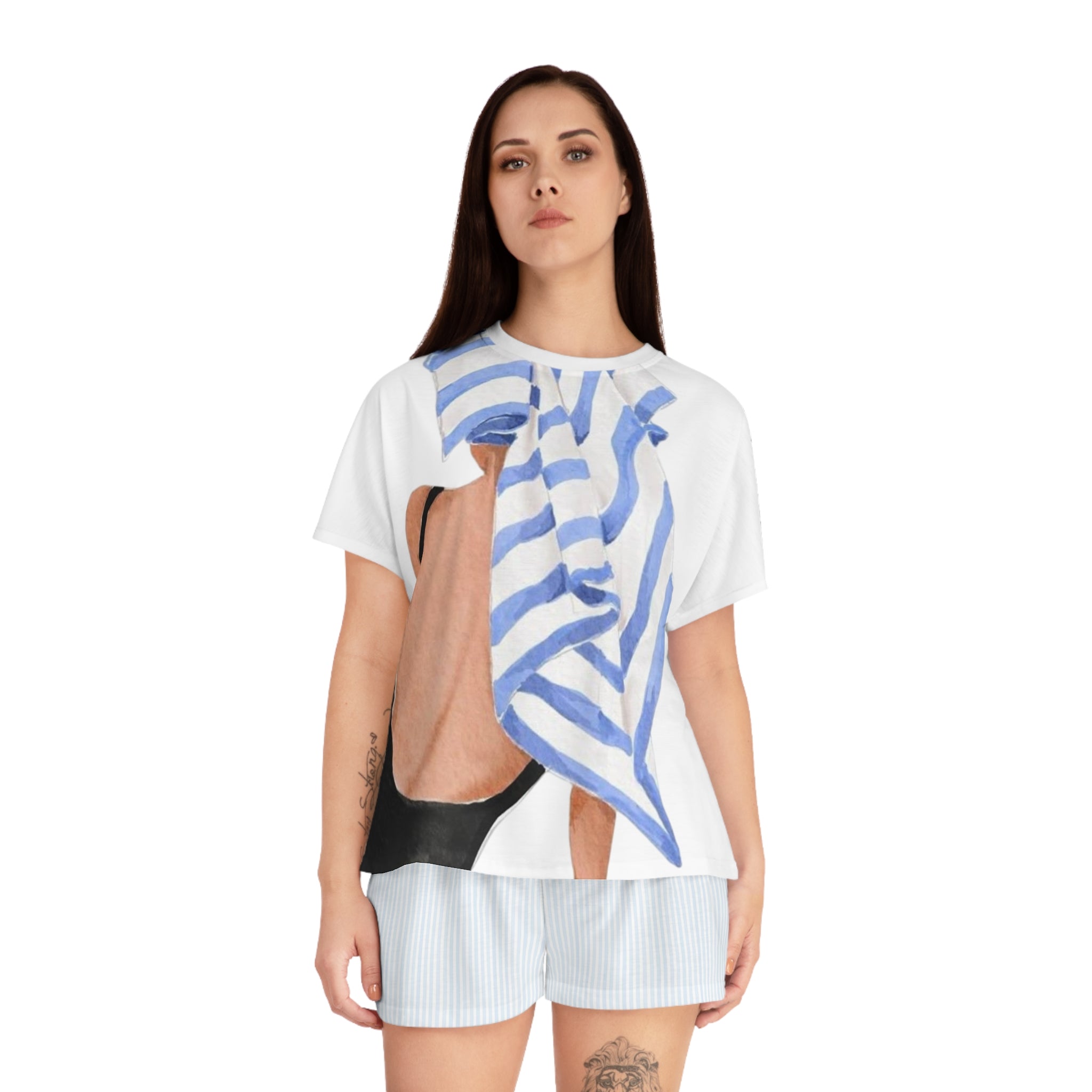 Striped Beach Towel Graphic pajama set