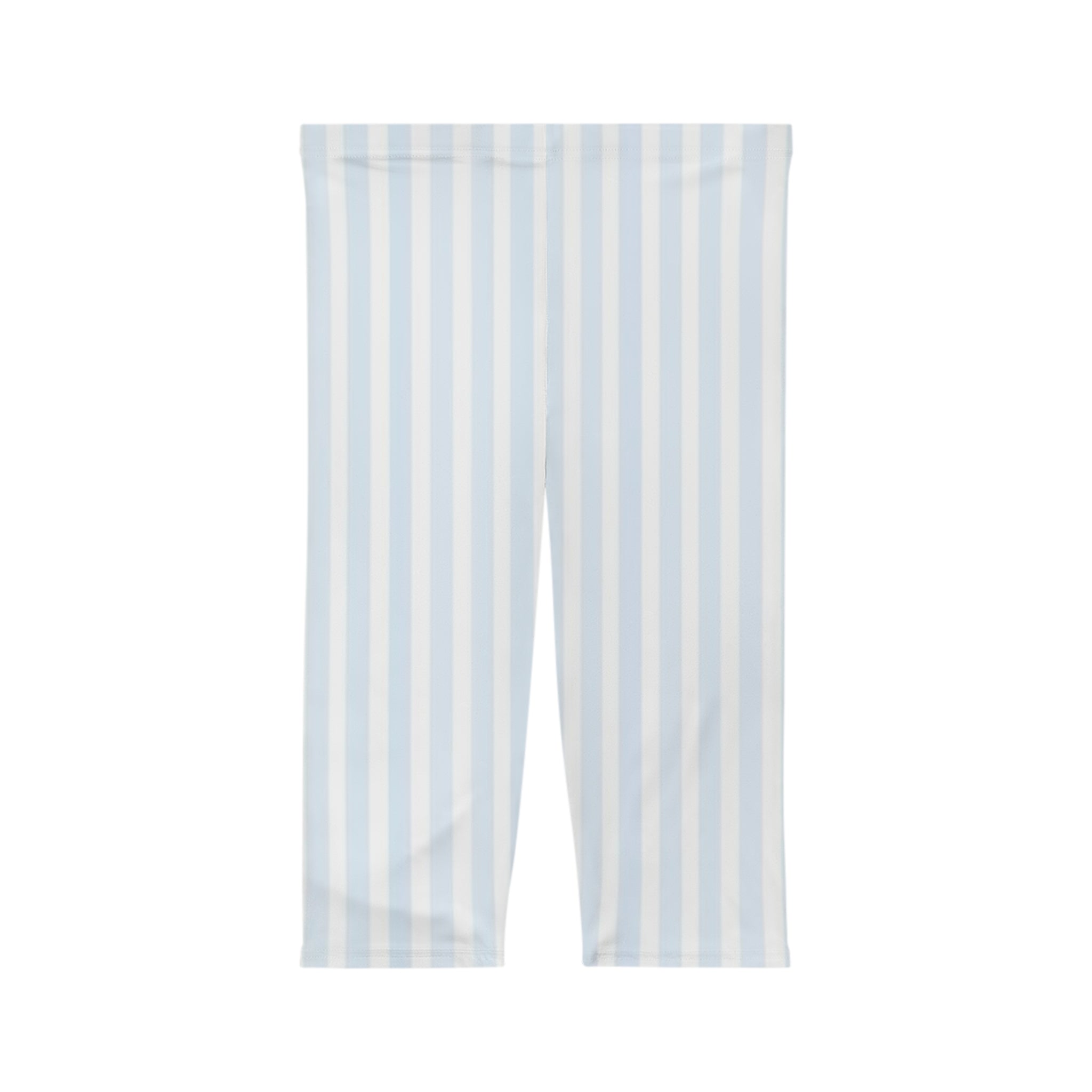 Pastel Blue Stripe Capri Leggings