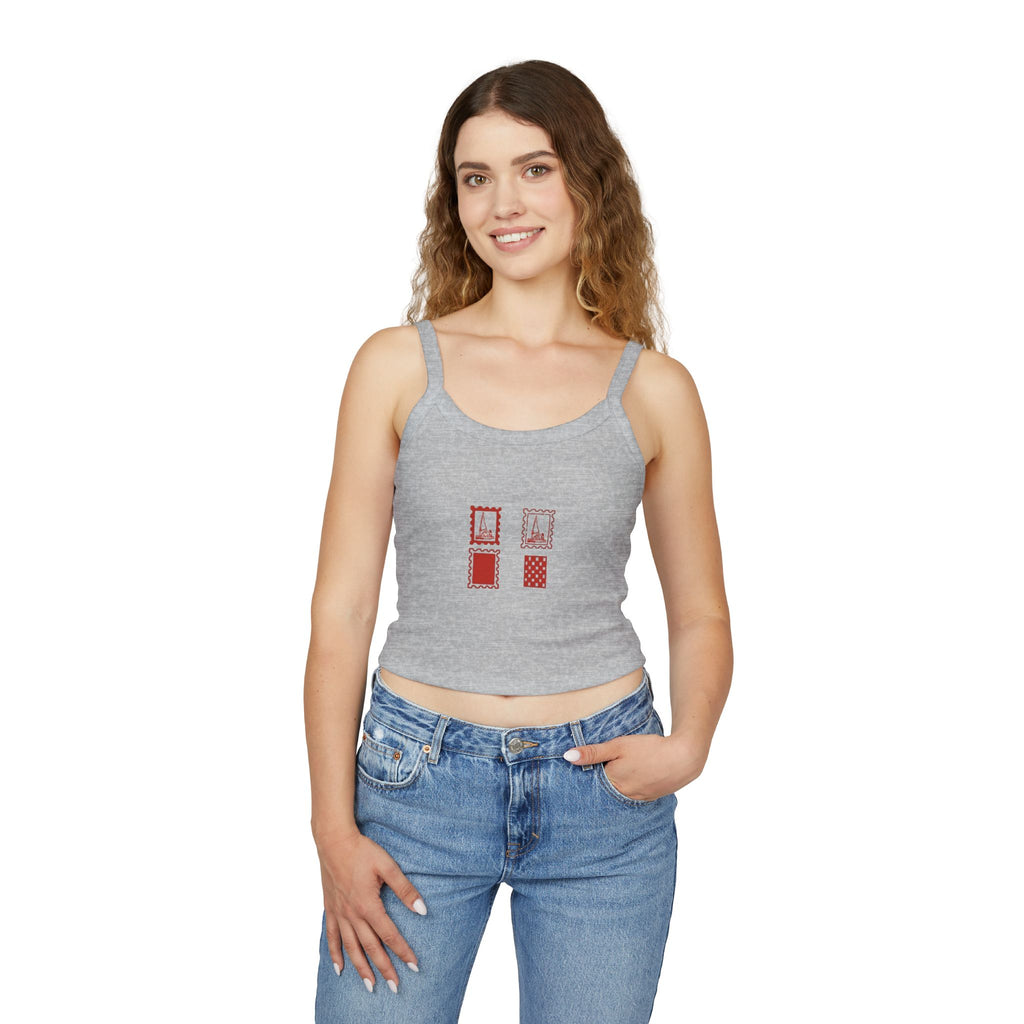 Minimal Red Stamp Tank Top